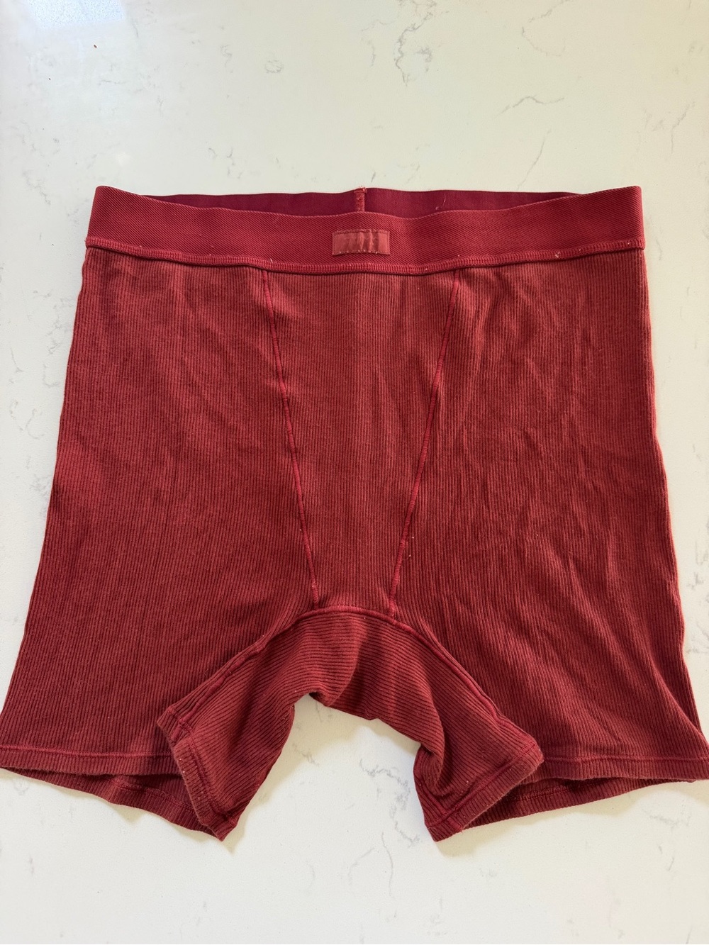 Skims Red Ribbed Boxer Shorts